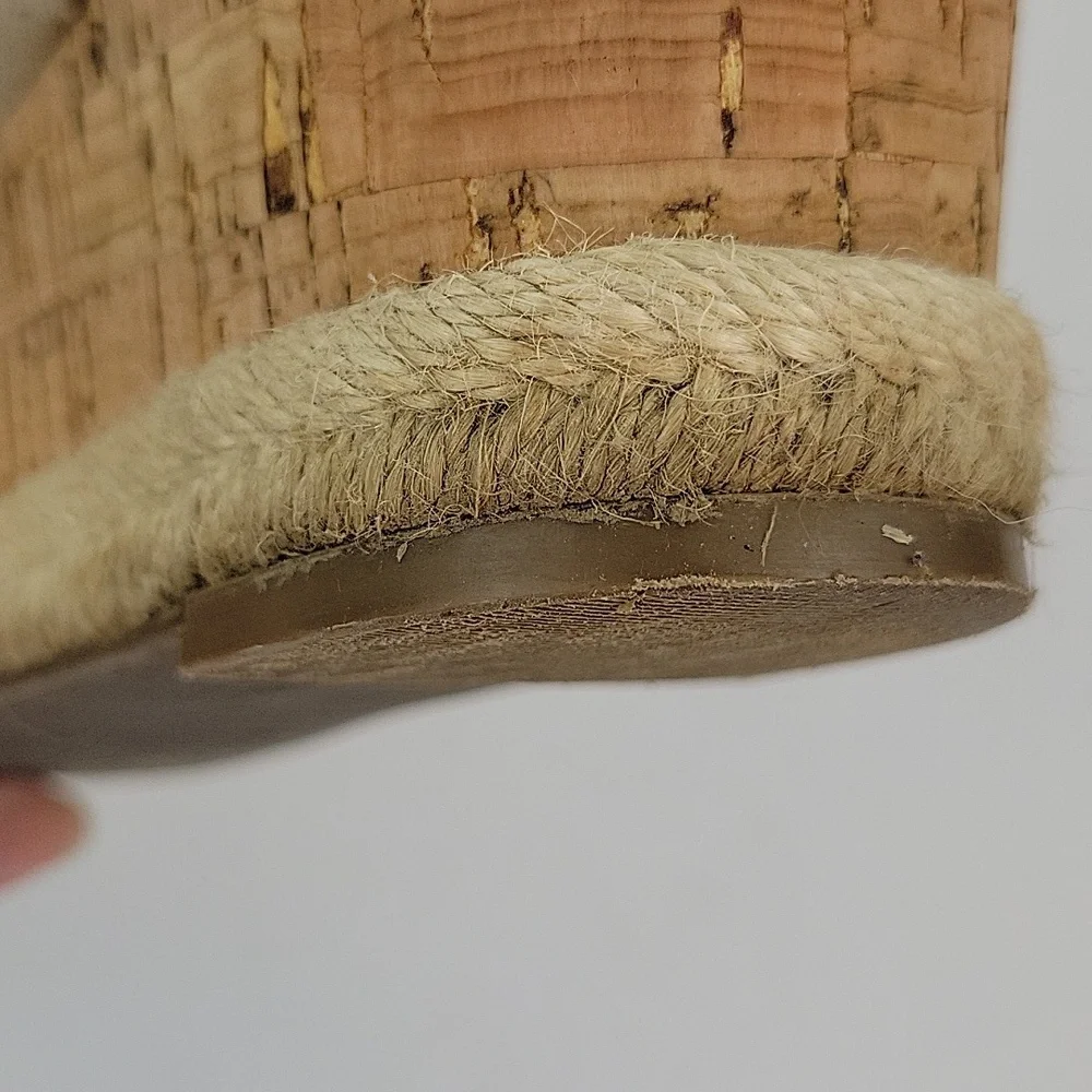Marc Fisher Faithful Cork Wedge Espadrille Sandals Size 7